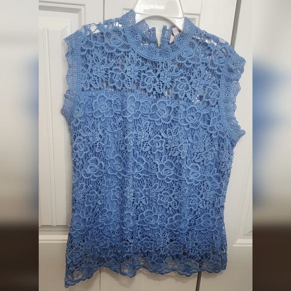 no brand Tops - Chic Blue Lace Sleeveless Blouse